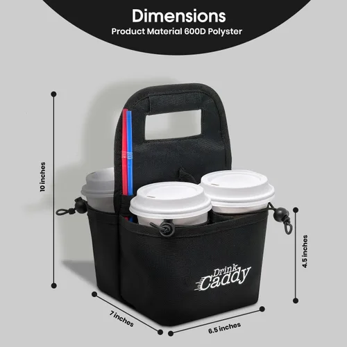 Vista 4 de Organizador de bebidas portátil para bebidas y portavasos de café reutilizable, bolsa plegable de 4 tazas con bolsillos organizadores, asegura