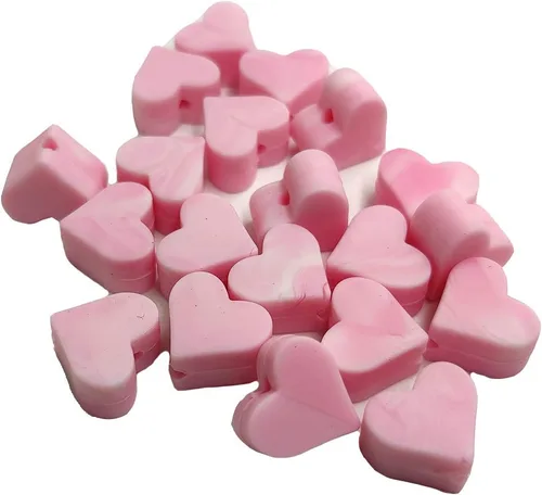 Vista 6 de 100 cuentas de perlas de silicona con forma de corazón para bolígrafo, accesorio de bolígrafo de 0.555 pulgadas, mini cuentas de corazón de silicona