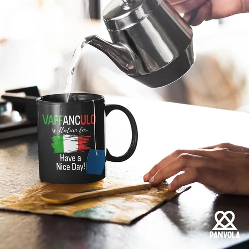 Vista 6 de Panvola Vaffanculo Is Italian For Have A Nice Day - Divertido regalo italiano para compañeros de trabajo, amigos, hermana, hermano, familia en Negro