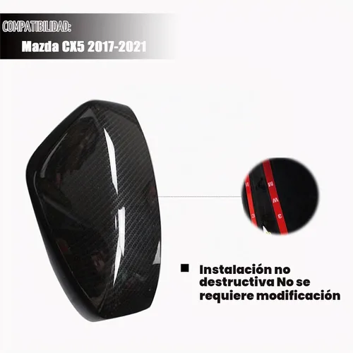 Vista 2 de 2 piezas de cubierta de espejo retrovisor lateral estilo fibra de carbono compatible con Mazd a CX5 CX-5 2017 2018 2019 2020 2021