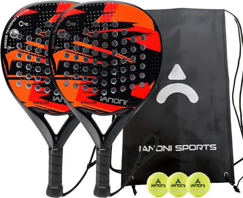 Vista 8 de ianoni Padel Racket Carbon Fiber Surface with EVA Memory Flex Foam Core Padel Tennis Racquets Paddle Tennis Racket Azul