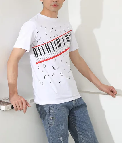 Vista 4 de Mens Boys Perfect Cosplay OLODUM Beat It Piano Peace Anti War T- Shirts