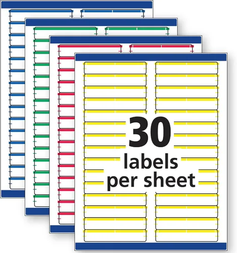 Vista 4 de Avery Etiquetas para carpetas de archivos con alimentación segura, 23 pulgadas x 3-716 pulgadas, 750 etiquetas imprimibles, extraíbles, surtidas