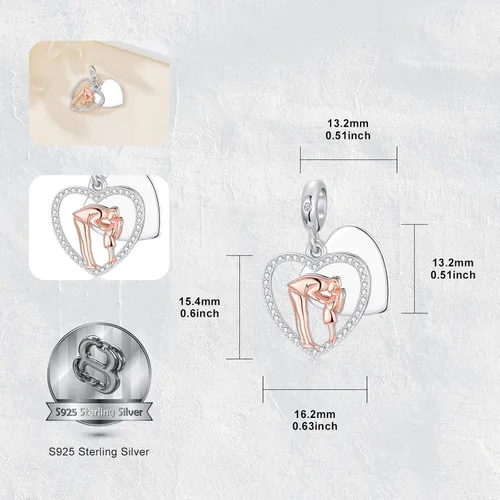 Vista 98 de PROESS Dije para padre, madre e hija, pulsera de plata de ley para pulseras, regalos de cumpleaños, día de San Valentín, para hija, madre, amante