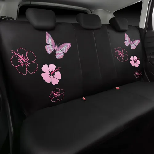 Vista 8 de CAR PASS Juego de fundas universales para asiento delantero de automóvil, diseño de flores bordadas, impermeables, fundas para volante, mariposa