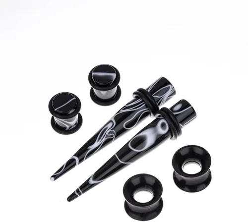 Vista 2 de Juego de 50 piezas de estiramiento de oreja 14 calibres 00 pendientes de mármol acrílico cónico piercing conjuntos de joyería