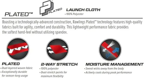 Vista 4 de Rawlings Pantalones de béisbol para hombre de la serie Launch Corte semirelajado de longitud completa Tallas para adultos Ribetes Varios