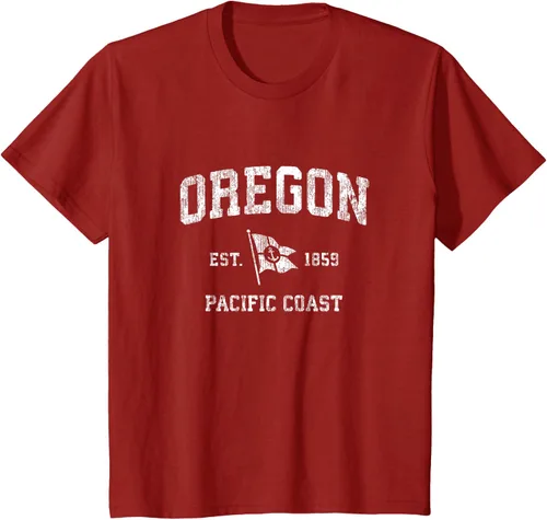 Vista 78 de Oregon Vintage barco ancla bandera diseño de West Coast Retro Tee, hombre S, Arándano