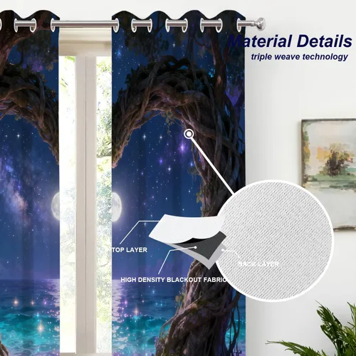 Vista 239 de Batmerry American Flag Ink Dot Blackout Tier Curtains, Red Blue White Stars Abstract Thermal Insulated Half Curtain Rod Pocket Small Valance for