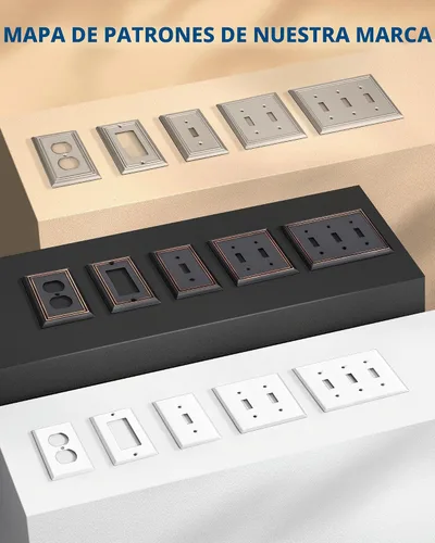 Vista 6 de DEWENWILS Paquete de 10 placas de pared dúplex, cubierta de enchufe de metal blanco liso, cubierta de interruptor de luz para sala de estar Blanco