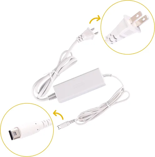 Vista 5 de Charger Kits for Wii U Gamepad, AC Power Adapter Charger and USB Charging Cord for Nintendo Wii U Gamepad Remote Controller