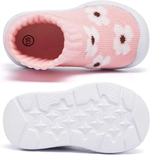 Vista 5 de MORENDL - Zapatos tipo calcetín para niños pequeños, zapatos de caminar para bebés, zapatillas antideslizantes para niños y niñas