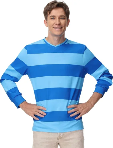 Vista 4 de Arvilhill Disfraz de Halloween para adultos, camisa polo clásica a rayas