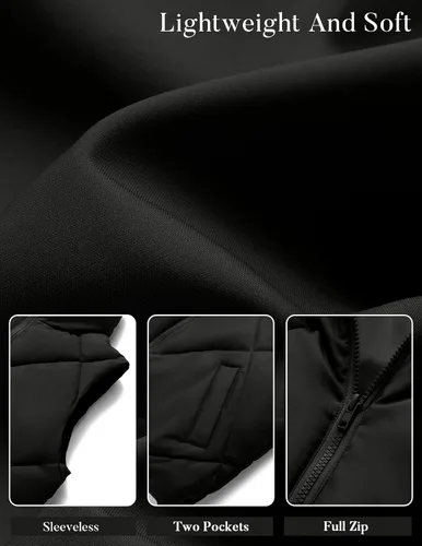 Vista 5 de MEROKEETY Chaleco acolchado sin mangas con cremallera para mujer, con cuello alto, con bolsillos