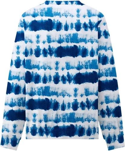 Vista 3 de Camisetas de manga larga con estampado para mujer, cuello redondo, ligero, para ocultar el vientre