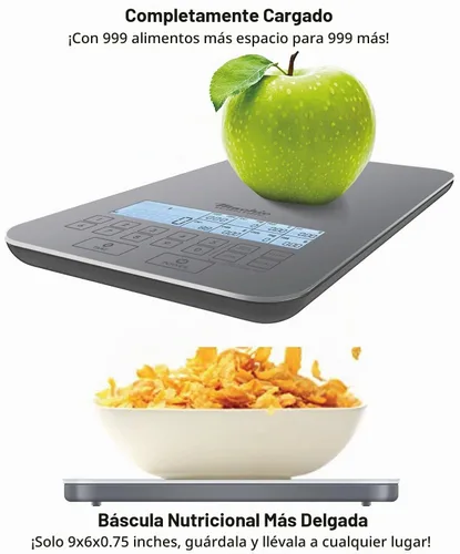 Vista 6 de Báscula nutricional de NutraTrack™ con vidrio de grado alimenticio, perfecta para contar calorías, preparación de comidas y pérdida