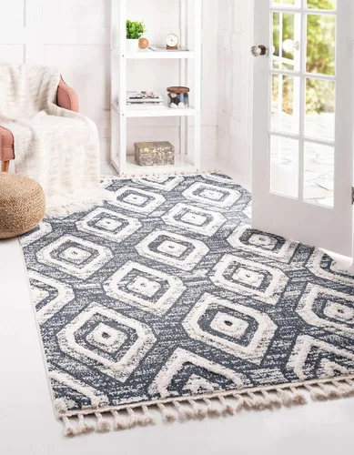 Vista 18 de Unique Loom Cherokee Collection Gatlinburg - Alfombra rectangular de 2 x 3 pies 1 pulgada, color blanco y negro