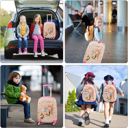 Vista 7 de HONEY JOY 2 piezas de equipaje de mano para niños, Mermaid, S, Viajar