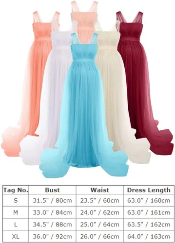 Vista 7 de Vestido de maternidad de manga larga con hombros descubiertos para mujer, de tul elegante, ajustado, para baby shower, fotografía, maxi vestido
