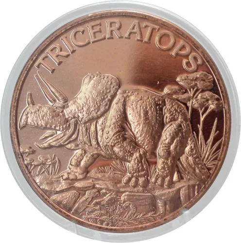 Vista 14 de Apatosaurio Dinosaurio Prehistórico - 1 onza.999 cobre puro redondo coleccionable de 39mm moneda de desafío en cápsula - COA de Heavenly Metals