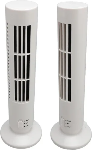 Vista 9 de Tower Fan Portable Fan Table USB Bladeless Quiet Cooling [Brand] Compact Tower Design 2 Speeds for Home Bedroom Desktop Side Table (White)
