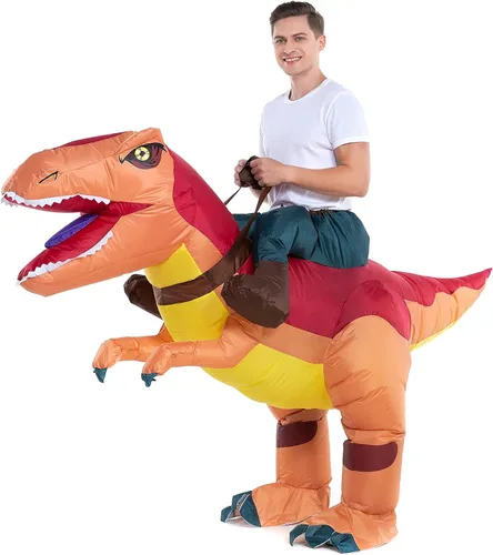Vista 2 de HSCTEK Adult Inflatable Ride on Dinosaur Costume T-rex Velociraptor Triceratops Pteranodon