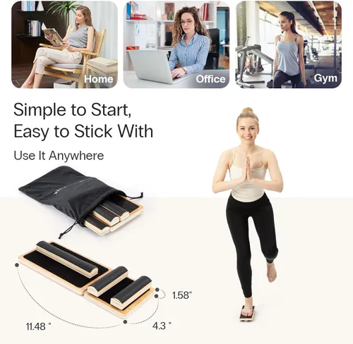 Vista 9 de StrongTek Ankle Mobility Board, Wooden Single-Leg Balance Trainer, Non-Slip