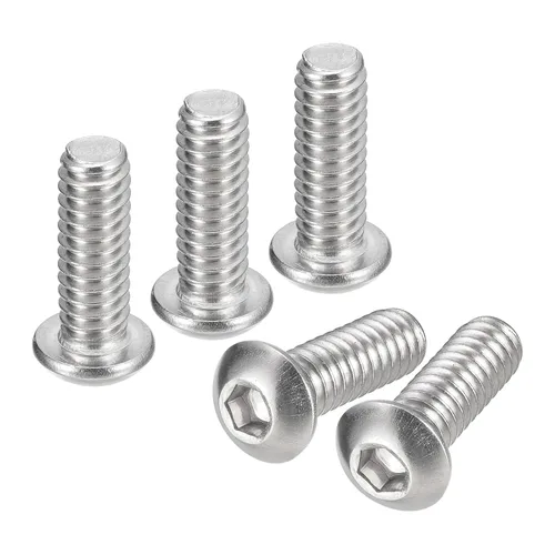 Vista 11 de uxcell Tornillos de cabeza de botón de 1/4-20x1, 25 piezas de tornillos hexagonales de acero inoxidable 304, tornillos de rosca completa