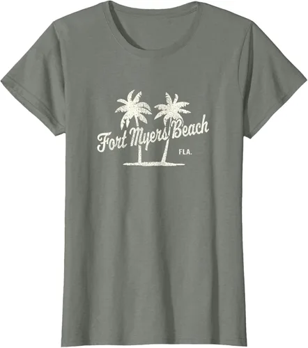 Vista 19 de Fort Myers Beach Florida Vintage 70s Palm Trees Graphic T-Shirt