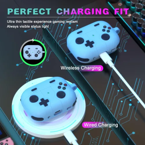 Vista 2 de RFUNGUANGO Funda para AirPods Pro 2 con llavero y kit de limpieza, diseño de jugador de juego, compatible con Apple AirPods Pro de 2ª/1ª