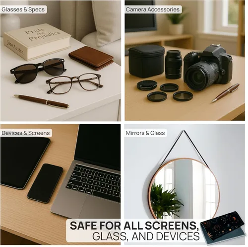 Vista 6 de Microfiber Wholesale Paños de limpieza rápida para gafas, 8 x 8, astrología, paquete de 1 con funda, limpiador de lentes de doble cara para lentes