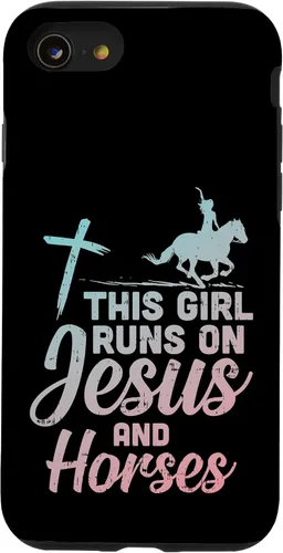 Vista 18 de Funda de regalo para iPhone 16 Girl Runs Jesus Horses Christian Horseback Equestre
