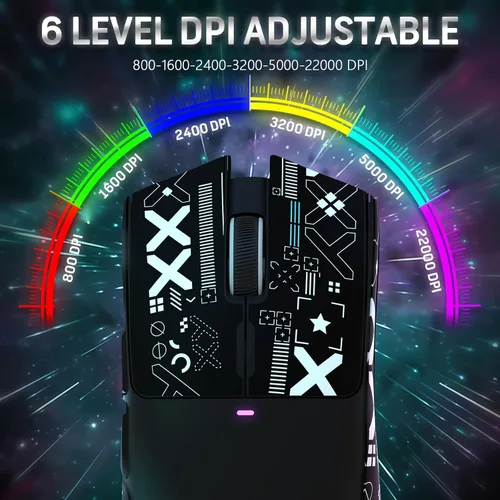Vista 5 de MAGIC-REFINER Attack Shark X11 - Mouse inalámbrico para juegos superligero de 2.08 oz con cinta de agarre, base de carga RGB, BT/2.4G Negro