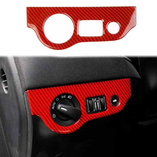 Vista 5 de Adhesivo de panel de botón de interruptor de faro de fibra de carbono para Dodge Charger 2011+/ Chrysler 300 2015-2021
