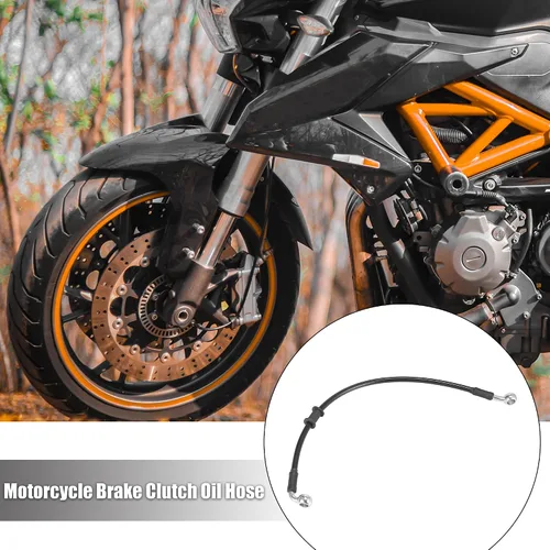 Vista 2 de Motoforti Universal 40 cm 15.75" Manguera de Aceite para Freno y Embrague de Motocicleta, Tubo de Línea Hidráulica Reforzada, Acero Inoxidable Negro