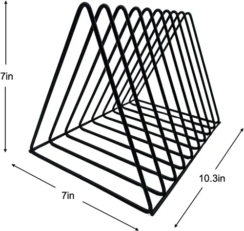 Vista 2 de Soporte para almacenamiento de discos de vinilo, estante de revistero de alambre de metal triangular de alta calidad y soporte para libros