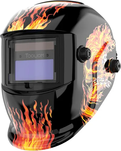 Vista 10 de TOOLIOM - Casco de soldadura con oscurecimiento automático, funciona con energía solar, con rango de sombra ajustable 4/9-13 para capucha