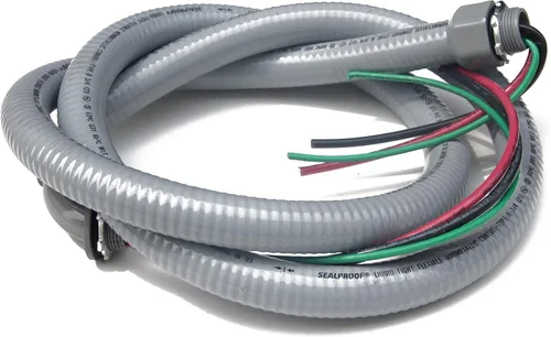 Vista 9 de Sealproof Conjunto de Látigo de Alimentación, Conducto Eléctrico Flexible Hermético a Líquidos No Metálico de 1/2 Pulgada x 6 Pies y Cable