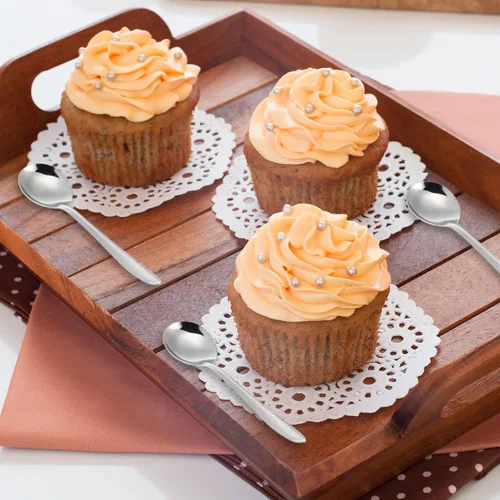 Vista 5 de Gerrii 100 cucharas de café Demitasse de 5.5 pulgadas, mini cucharas de café de acero inoxidable plateadas para aperitivo, postre, caviar, azúcar