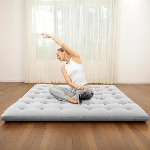 Vista 17 de Syrinx Colchón de Futón de Suelo Japonés Tamaño Individual 75"x39", Cama de Suelo Perezosa Plegable Engrosada para Adultos, Tumbona Enrollable