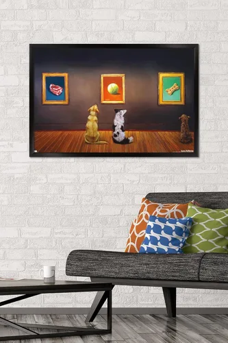 Vista 2 de Trends International Lucia Heffernan Art - Póster de pared de museo del perro, 22.375 x 34 pulgadas, versión enmarcada en negro Versión con marco