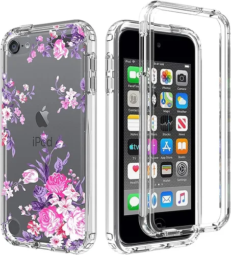 Vista 6 de Funda para iPod Touch 6/iPod Touch 5/iPod Touch 7 para niñas, bonita funda floral de TPU transparente a prueba de golpes para iPod Touch 5th/6th/7th
