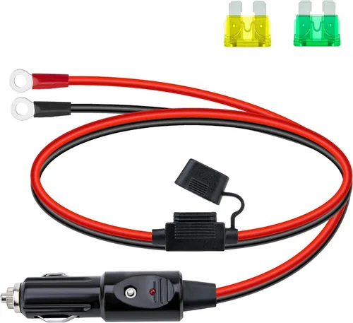 Vista 9 de Enchufe de encendedor de cigarrillos resistente de 12 AWG, cable adaptador de enchufe macho de encendedor de cigarrillos de 10 pies con luces LED