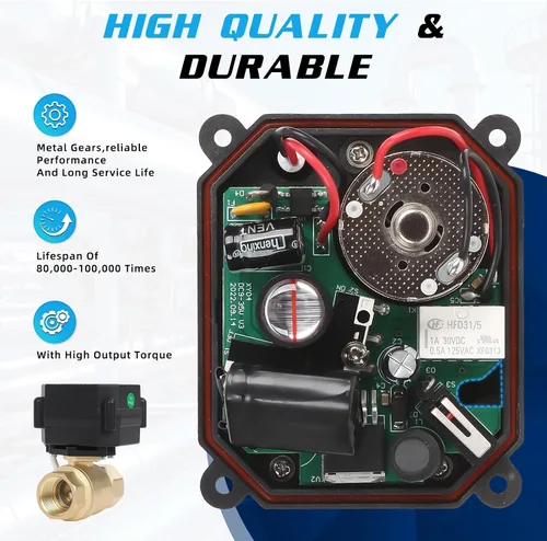 Vista 5 de Válvula de Bola Motorizada de Latón de 1/2" - Válvula de Agua Eléctrica de 2 Cables con Retorno Automático, Válvula de Bola Automática de 9-24V