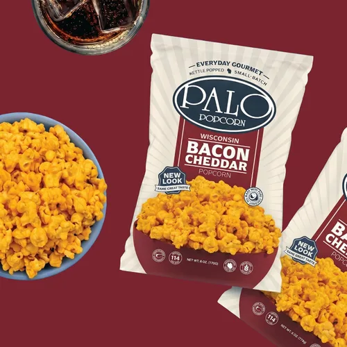 Vista 5 de Palo Popcorn Palomitas de maíz cheddar de tocino, bolsas de 6 onzas (paquete de 6)