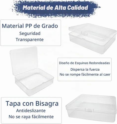 Vista 4 de Goiio 6 piezas mini contenedores de almacenamiento de plástico con tapa, caja rectangular transparente de 5 x 4 x 1.3 pulgadas para recolectar
