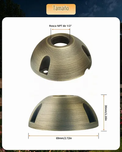 Vista 6 de Cheopha Soporte de montaje en base de latón macizo para luces de paisaje, accesorios de lámpara de árbol, bronce antiguo, paquete de 3