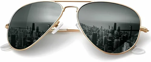 Vista 12 de KALIYADI Classic Aviator Sunglasses for Men Women Driving Sun glasses Polarized Lens UV Blocking Negro