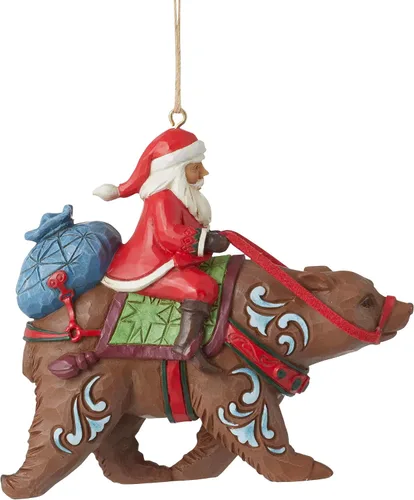 Vista 5 de Enesco Jim Shore Heartwood Creek - Adorno colgante de oso montante de Papá Noel, 3.94 pulgadas, multicolor