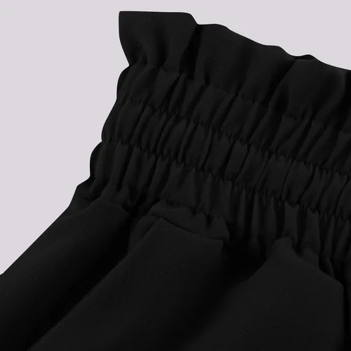 Vista 4 de Pantalones de pierna ancha para mujer, cinturón elástico, color sólido, pantalones palazzo, básicos, elegantes, culotte largo con bolsillo, S-2X